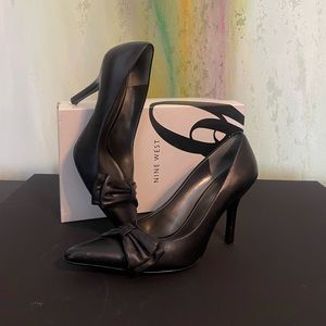 Nine West black leather heels